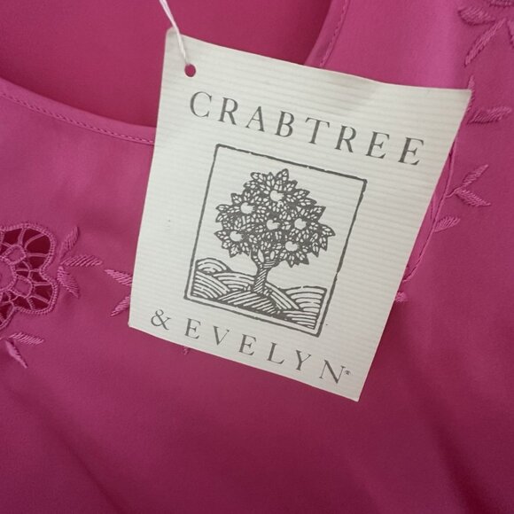 NWT Crabtree & Evelyn Sleepwear Set S Hot Pink 100% Silk Old Money Coquette Vtg - Picture 3 of 12